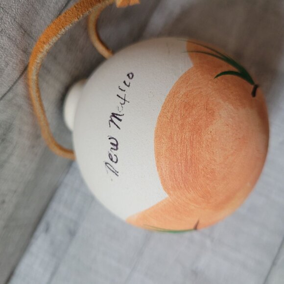 Handcrafted New Mexico Pueblo-Themed Ceramic Ornament With Leather Loop - Picture 9 of 10